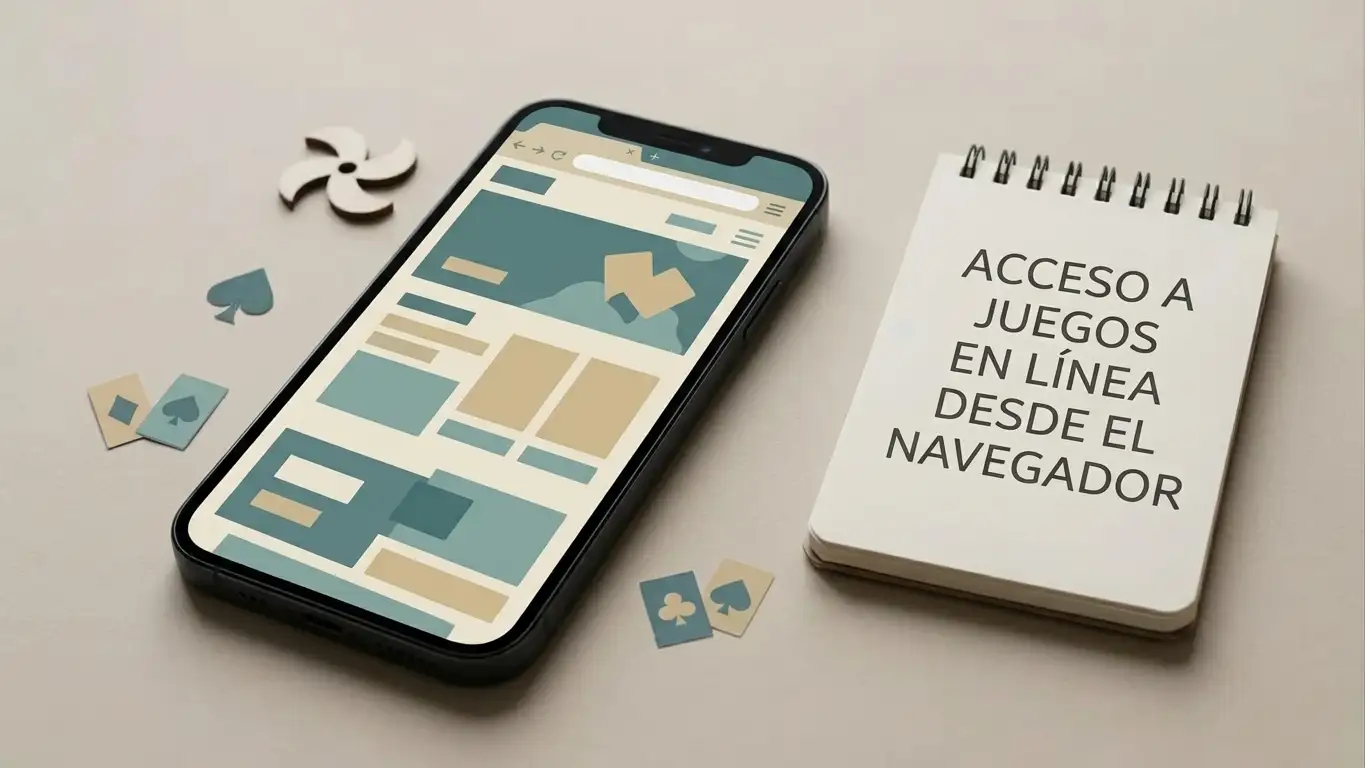 Ilustración conceptual de acceso a casino online desde un teléfono móvil sin interfaz de marca